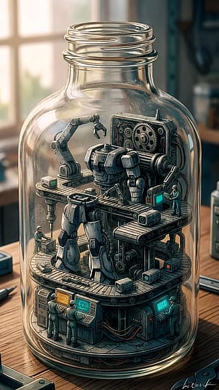 Robot Factory in a Bottle / Phone Wallpaper Archives'