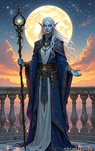 Moonlit Changeling Cleric Awaits'