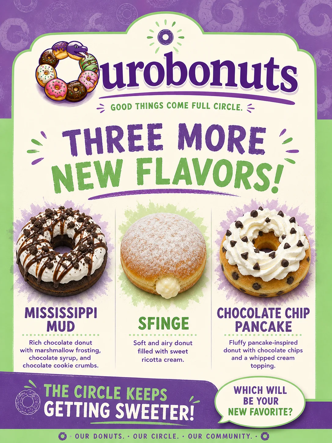 Ads for new flavors of donuts from a fake donut chain: Ourobonuts picture 2 of 2
