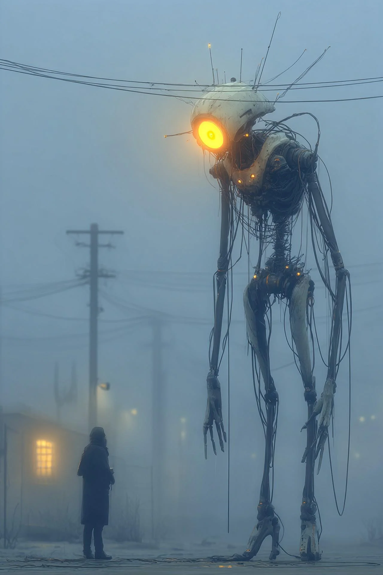 An encounter between a human and an alien robot picture 1 of 1