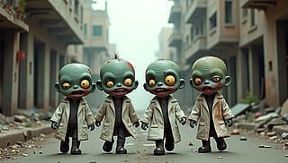 Cute Zombies in Lab Coats #2'