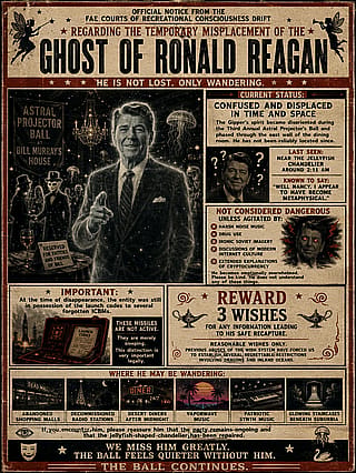 under no circumstances should members of the public refer to this situation as “losing Reagan.” The Gipper’s spirit has not been lost.'
