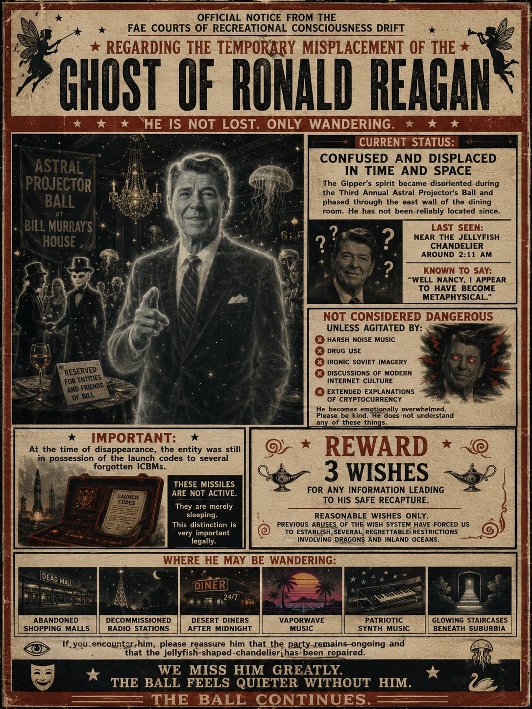 under no circumstances should members of the public refer to this situation as “losing Reagan.” The Gipper’s spirit has not been lost. picture 1 of 1