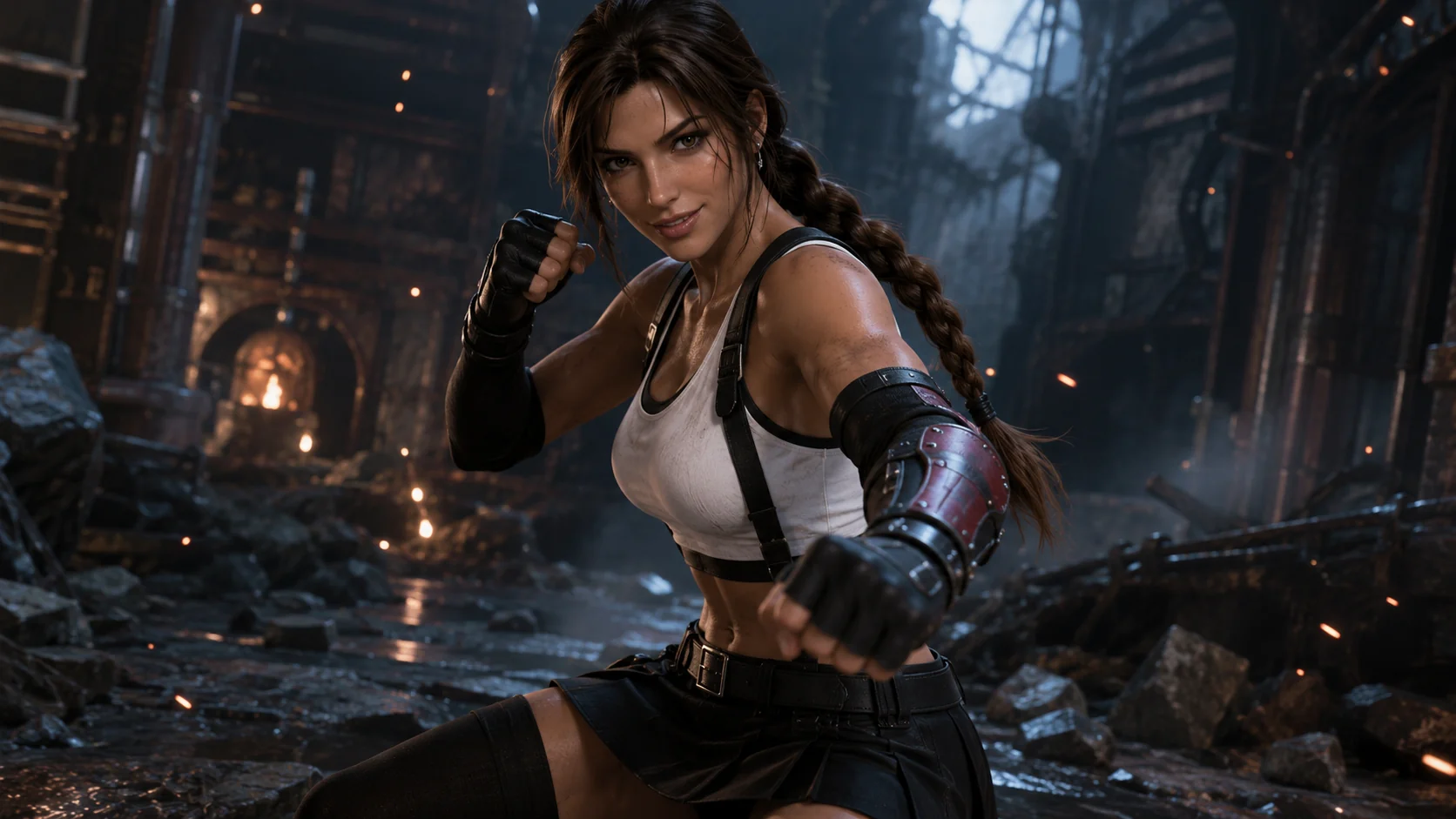 Image1: Lara Croft dressed up as Tifa Lockhart, Image2: Tifa Lockhart dressed up as Lara Croft picture 1 of 2