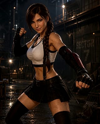Image1: Lara Croft dressed up as Tifa Lockhart, Image2: Tifa Lockhart dressed up as Lara Croft'