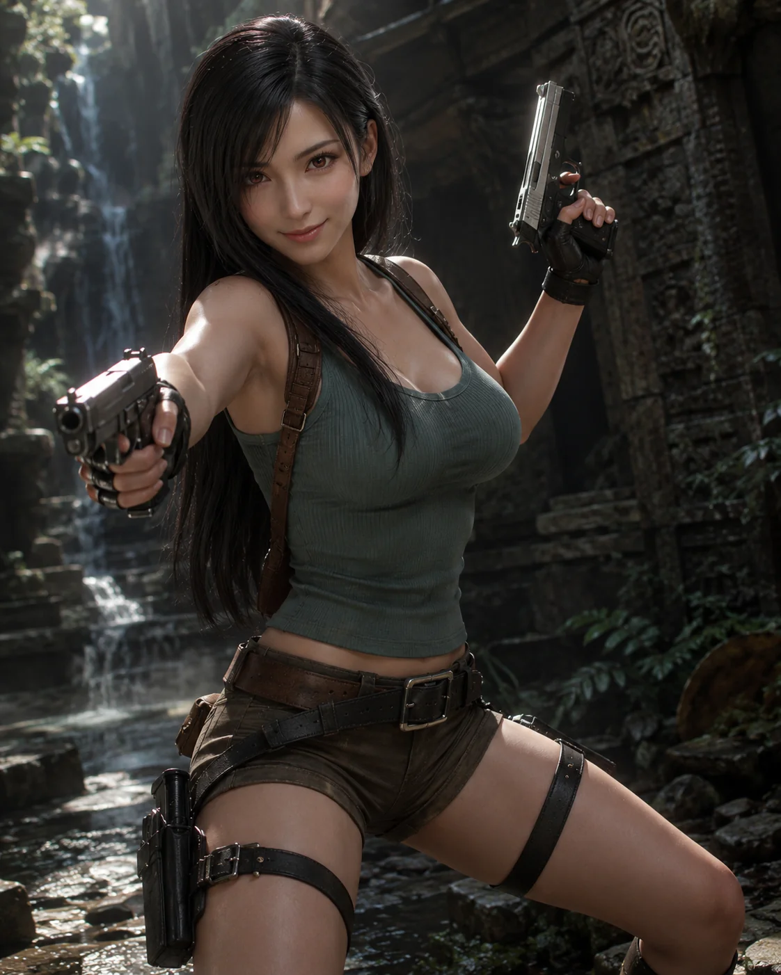 Image1: Lara Croft dressed up as Tifa Lockhart, Image2: Tifa Lockhart dressed up as Lara Croft picture 2 of 2