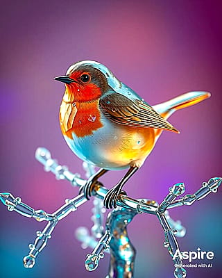 European Robin Crystal Sculpture'