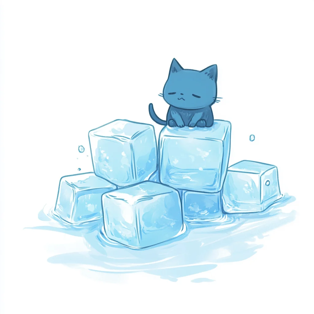 A Cat Sitting on the Ice Cubes picture 1 of 1