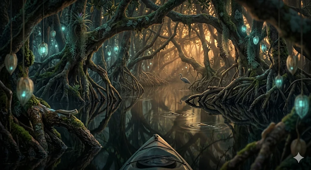 Kayak in a Bioluminescent Mangrove Forest picture 1 of 1
