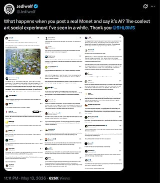 What happens when you post a real Monet and say it's AI? Art Social Experiment'