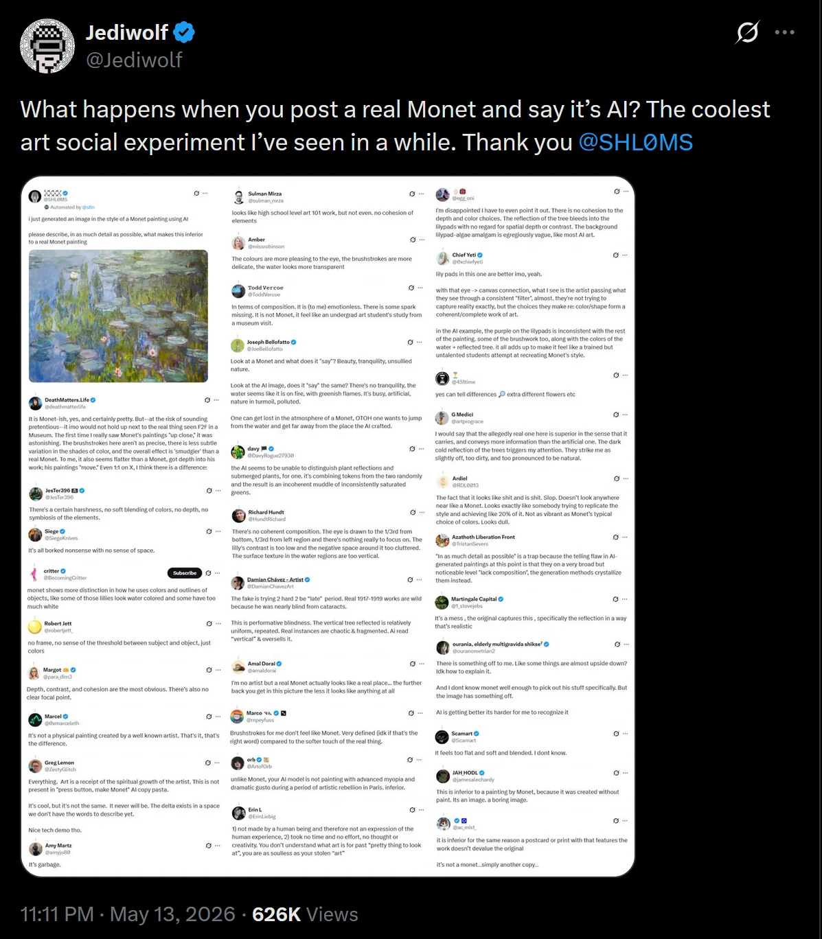 What happens when you post a real Monet and say it's AI? Art Social Experiment picture 1 of 2