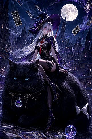 The little witch adores her kitten'