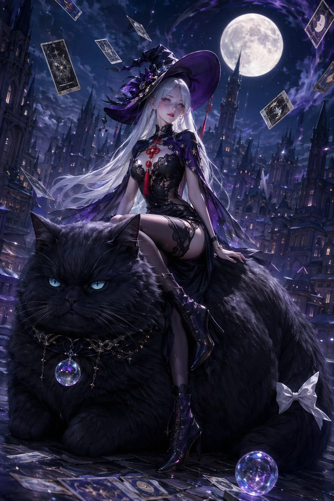 The little witch adores her kitten picture 1 of 1