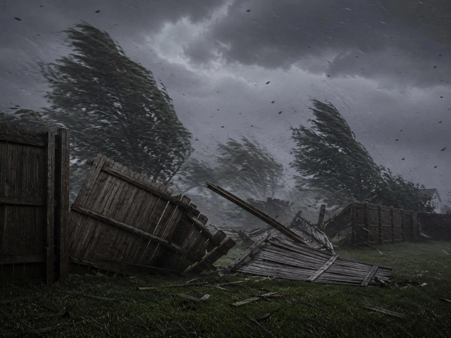 Fixing a fence during a storm picture 2 of 4