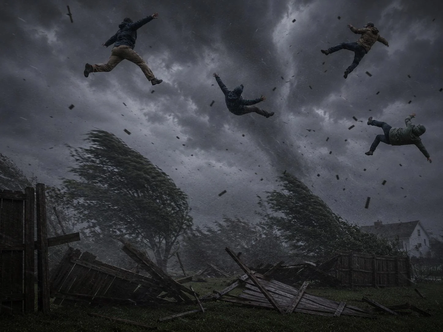 Fixing a fence during a storm picture 3 of 4