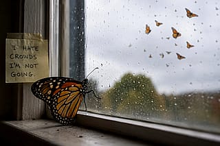 Introverted monarch butterfly'