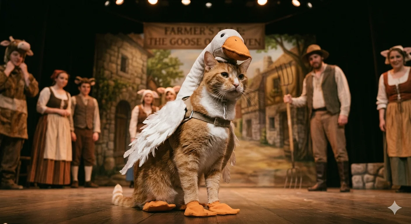 Cat playing goose picture 1 of 1