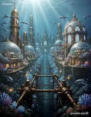 🐬 Today's Drop: Brass Atlantis | Underwater Steampunk (1440x2560)'