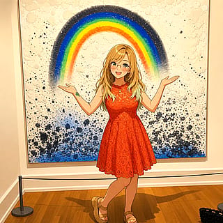 My sister at an art museum'