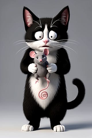 3D animation aesthetic meets photorealism, comedic, hyper-detailed fur textures, 8K.'
