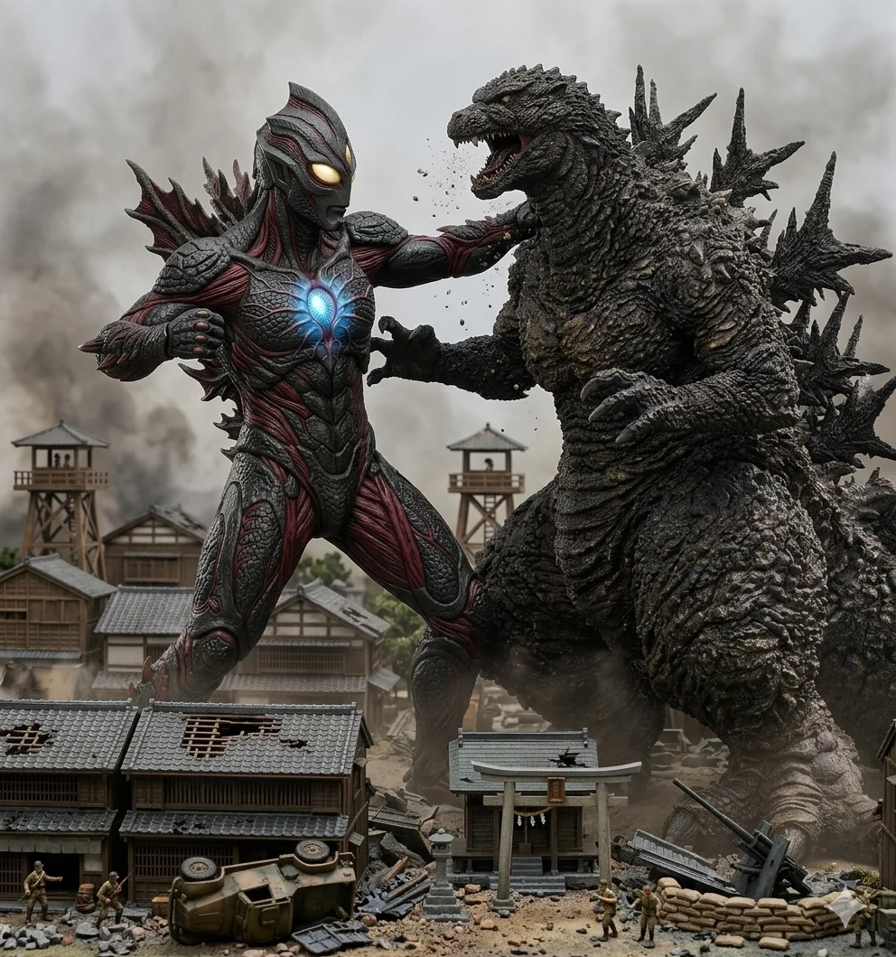 (Godzilla+1.0) GODZILLA PLUS ONE : Ultraman vs Godzilla - What if humans infected by G-cells could transform them into giant humanoid monsters? G細胞に感染した人間が、巨大な人型モンスターに変身できるとしたらどうなるだろうか？ picture 5 of 5