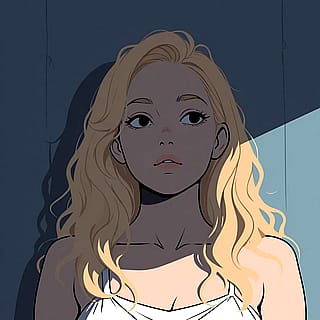 Cartoon girl - white dress'