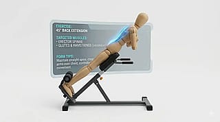 Hyperextension bench with art mannequin'