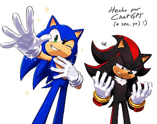 Sonic and Shadow with Satin Gloves. (Made by ChatGPT)'