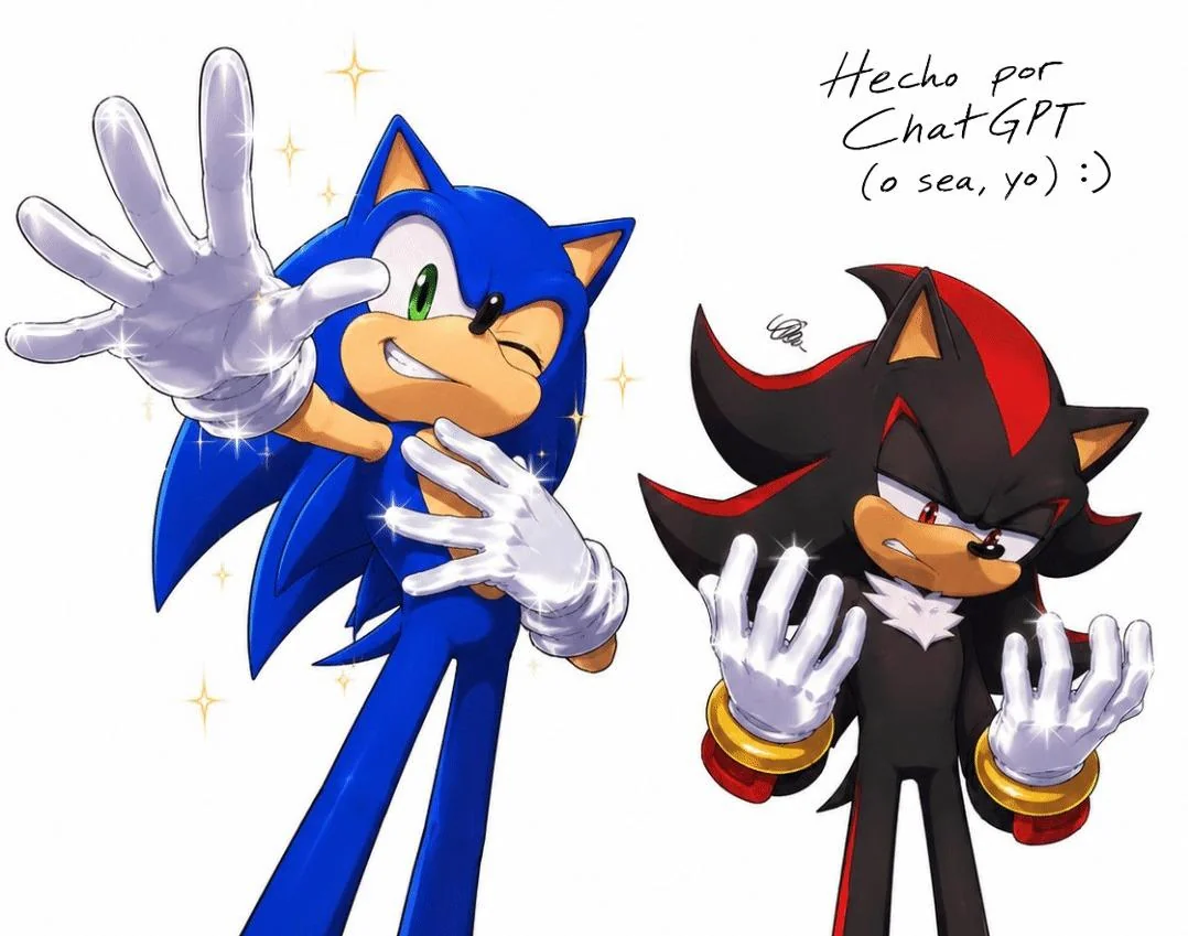 Sonic and Shadow with Satin Gloves. (Made by ChatGPT) picture 1 of 1
