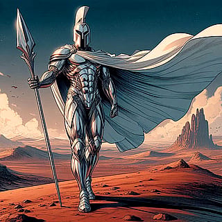 Space Spartan on Mars - Comic Style'