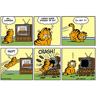 More Garfield comic strips I made with AI!'