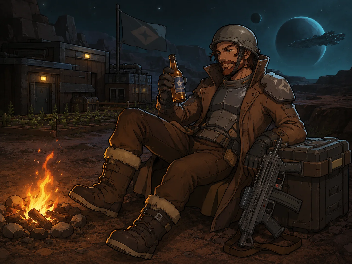 Created an image of a Rimworld colonist relaxing to add some immersion to my recent save picture 1 of 1