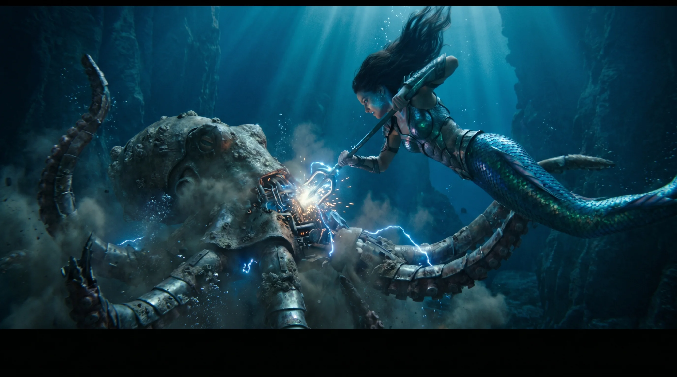 Mermaid Battles Giant Robotic Octopus picture 1 of 2