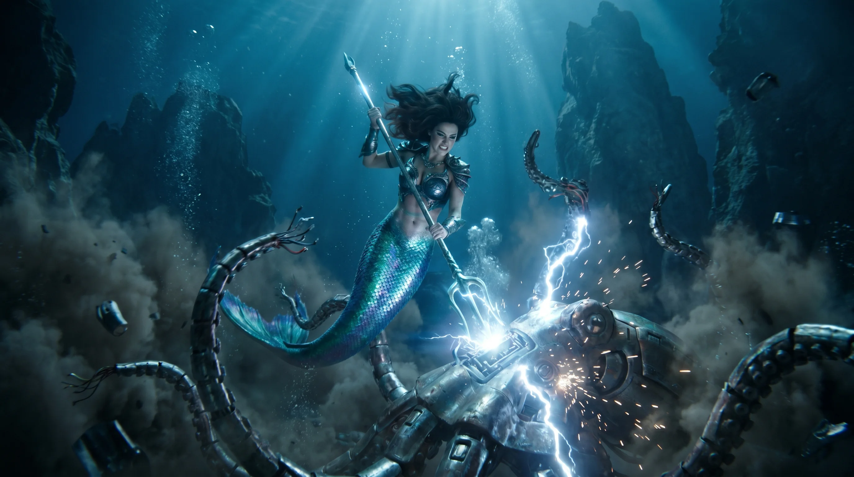 Mermaid Battles Giant Robotic Octopus picture 2 of 2
