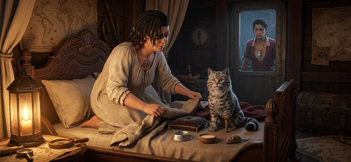 Pirate Captain Defeated by Cat (Skull and Bones game footage + Gemini) picture 1 of 4
