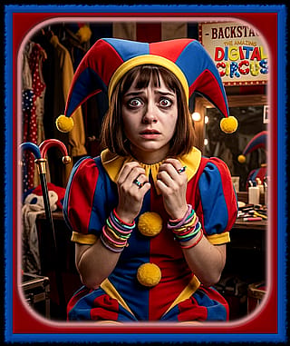 Pomni from The Amazing Digital Circus... but REAL (as-it-were).'