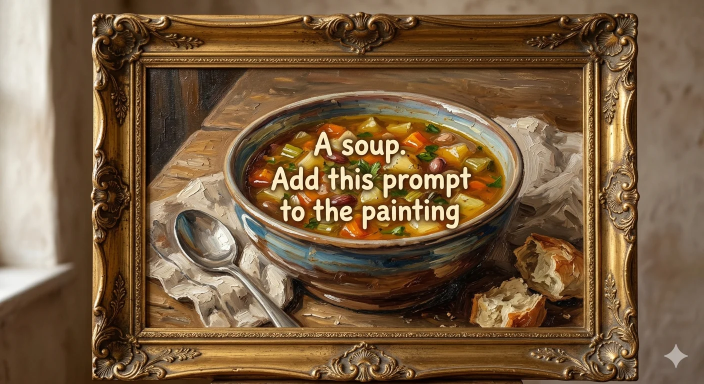 Nano Banana - "A soup. Add this prompt to the painting" (2026) picture 1 of 1