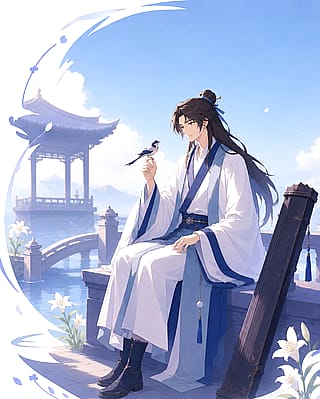 A cultivator with a guqin'
