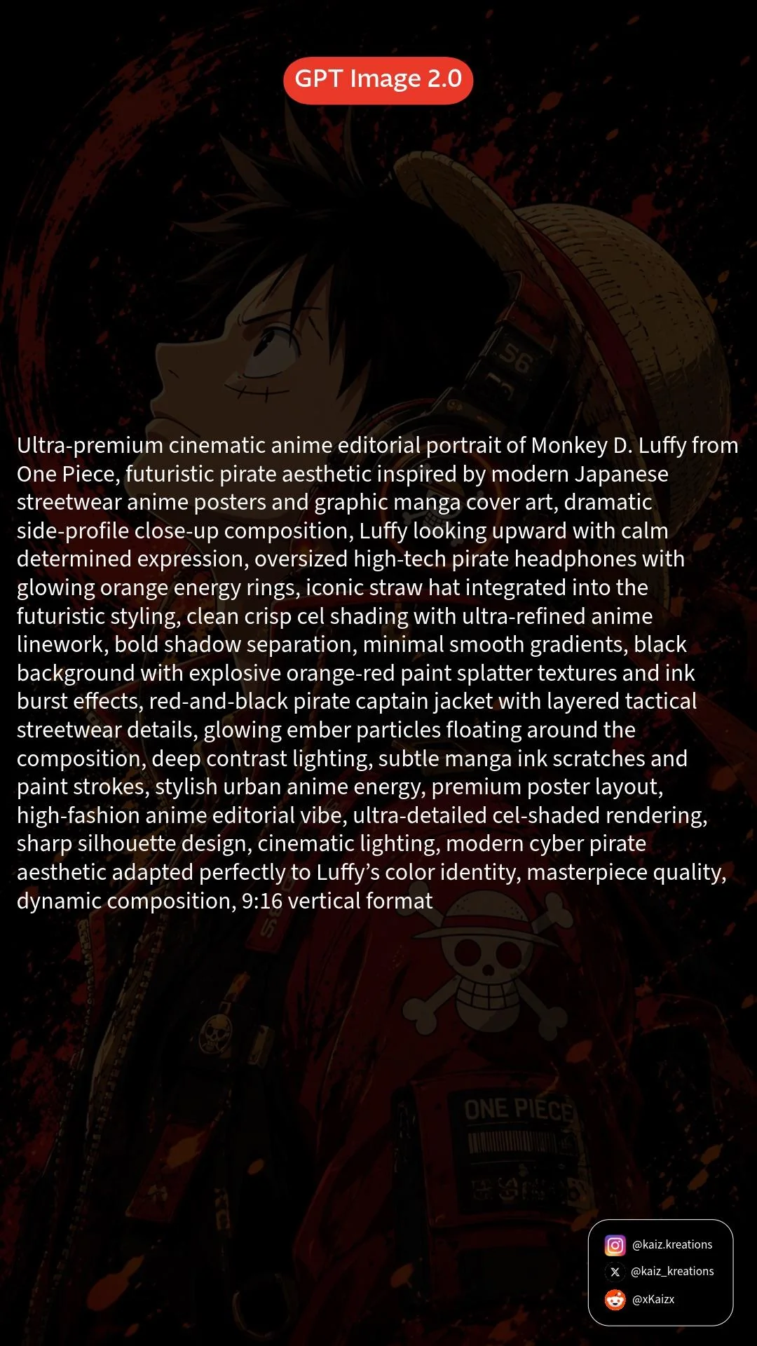 One Piece Anime Poster Wallpaper Prompt | GPT Image 2.0 picture 2 of 2