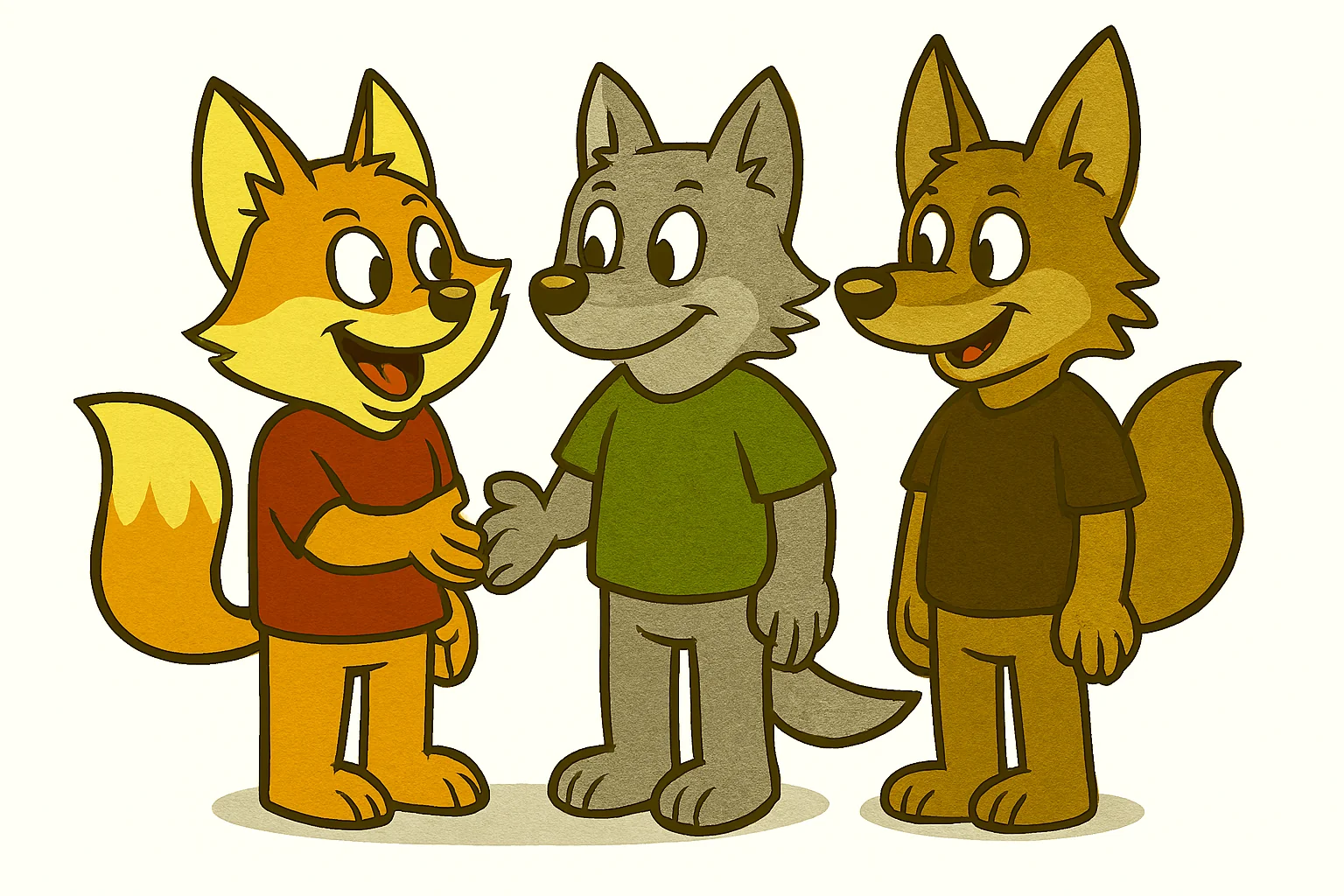 2D cartoon animals. Fox, wolf, and coyote. picture 4 of 6