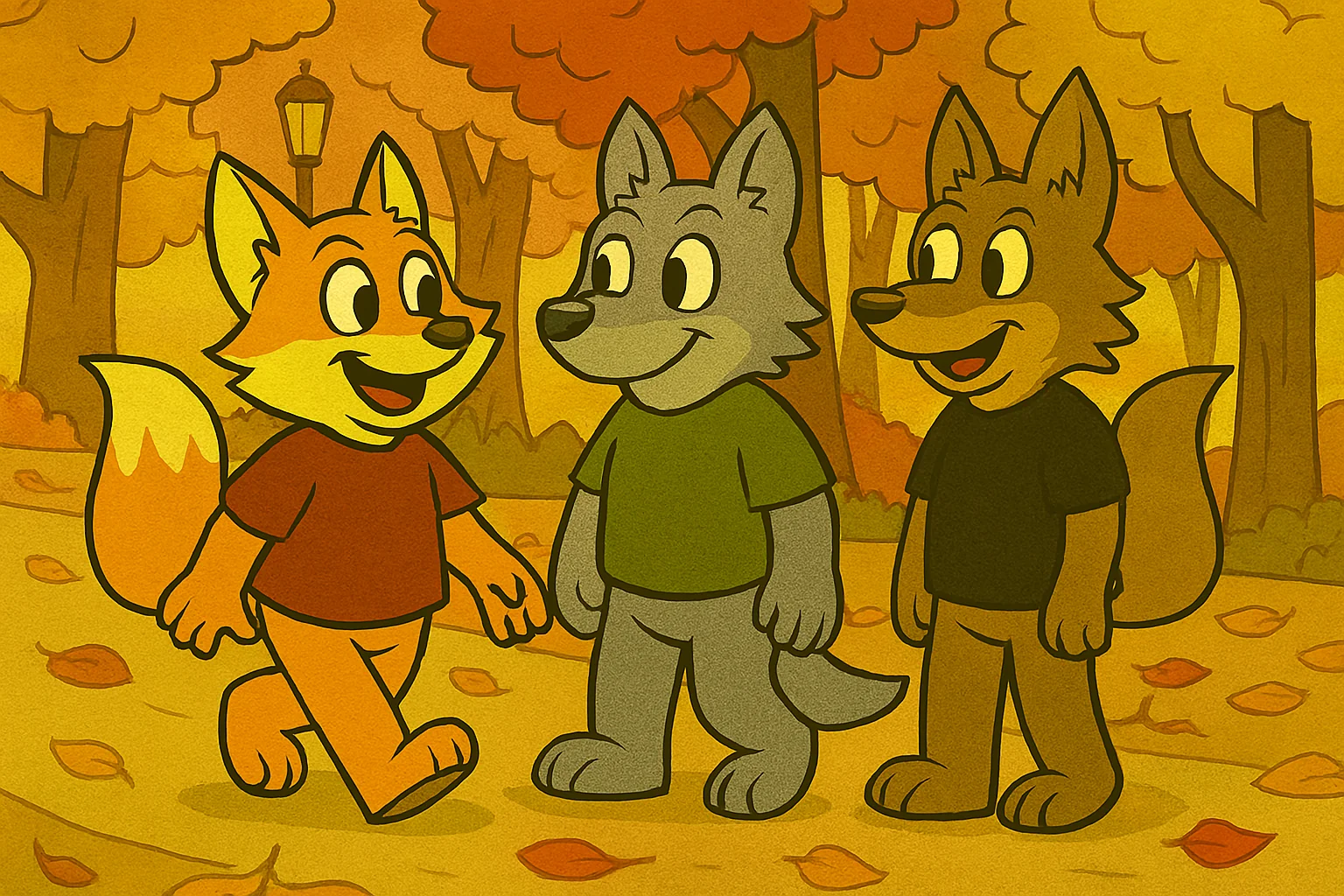 2D cartoon animals. Fox, wolf, and coyote. picture 5 of 6