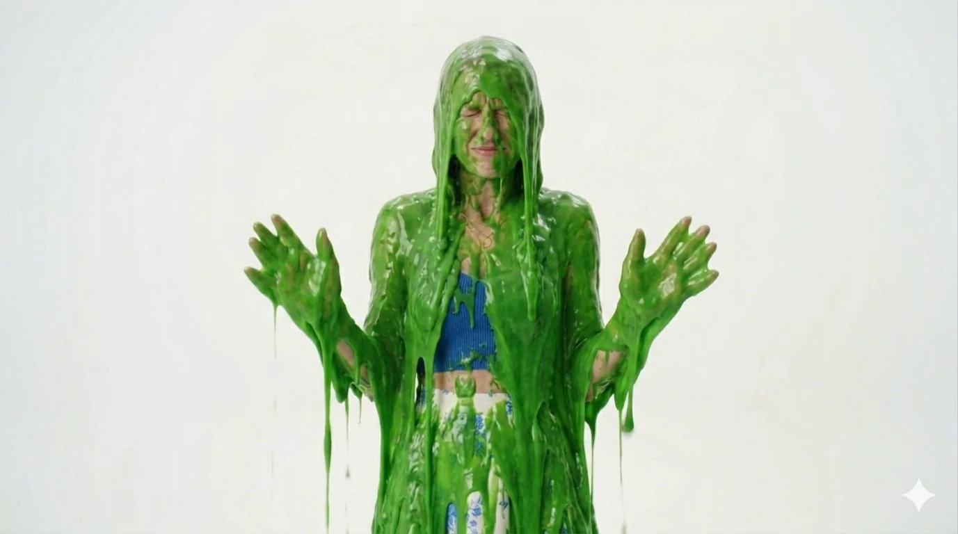 She didn't expect the slime mess picture 1 of 2