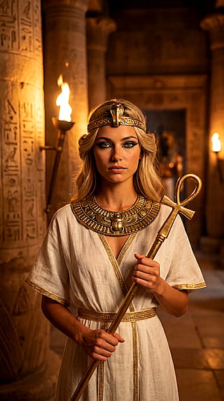 Reimagined of Cleopatra inside the pyramids'