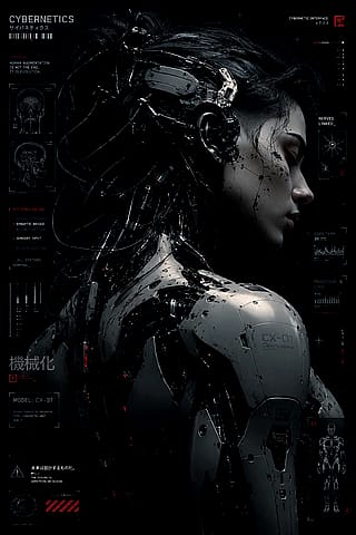 Create me a wallpaper themed by cybernetics'