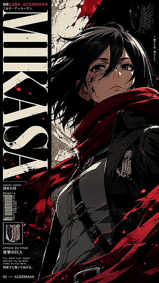 Attack on Titan Mikasa Anime Poster Wallpaper Prompt | GPT Image 2.0'