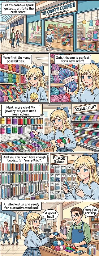 Leah takes a trip to the craft store at the mall'