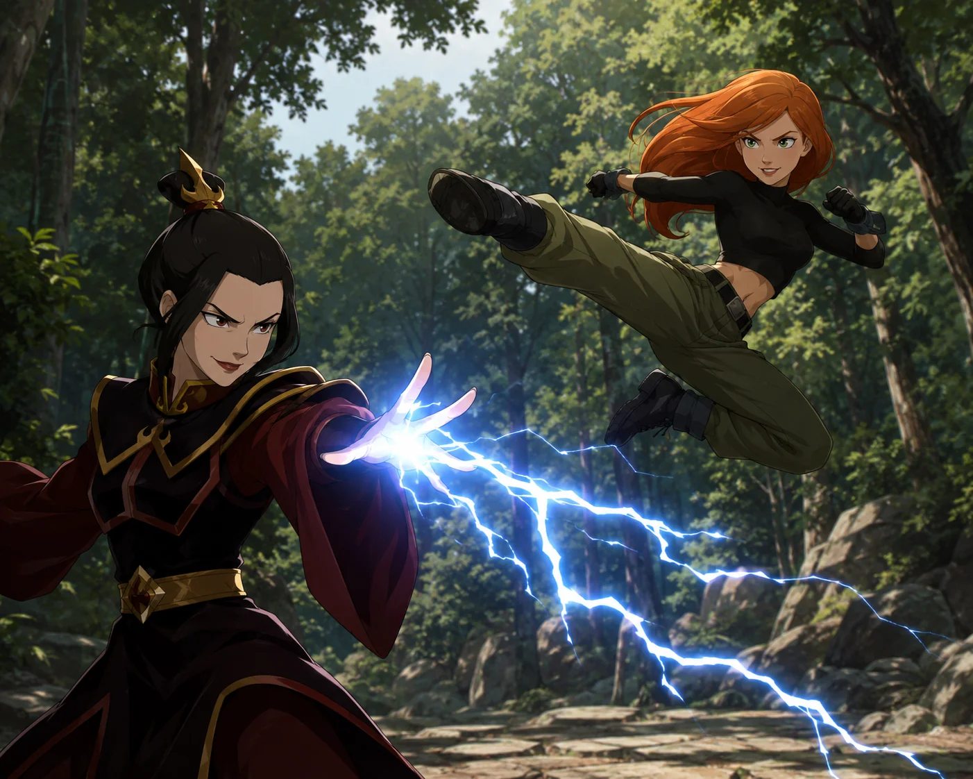 Azula and Kim Possible fighting fanart picture 1 of 7