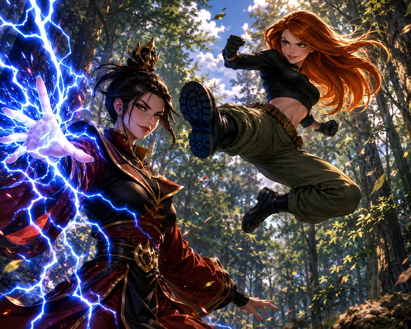 Azula and Kim Possible fighting fanart picture 2 of 7