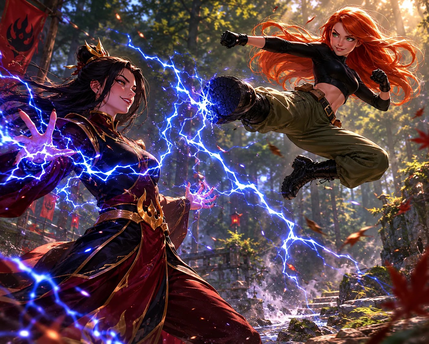 Azula and Kim Possible fighting fanart picture 4 of 7