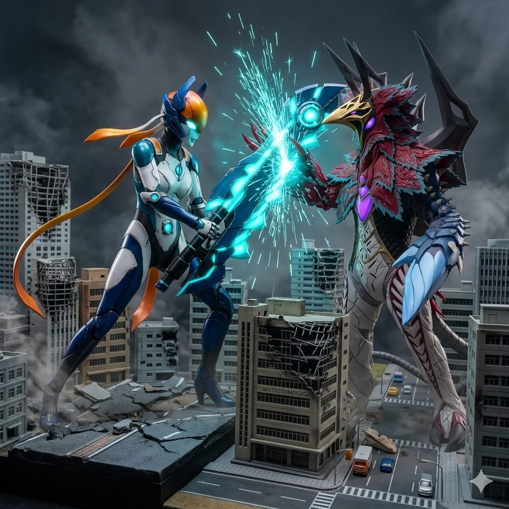 Jumborg ϕ (Phi) / ジャンボーグϕ (ファイ) Jumborg Phi, the fighting robot created by an female Alien Emerald from Planet Jade. Jumborg ϕ is actually a motorcycle that can transform into a fighting robot piloted by motorcyclist ( ウルトラウーマン , オリトラウーマン , UltrawomanOC , Robotgirl , Mechagirl , メカ娘 ,ロボ娘 , MechaOC ) picture 7 of 8
